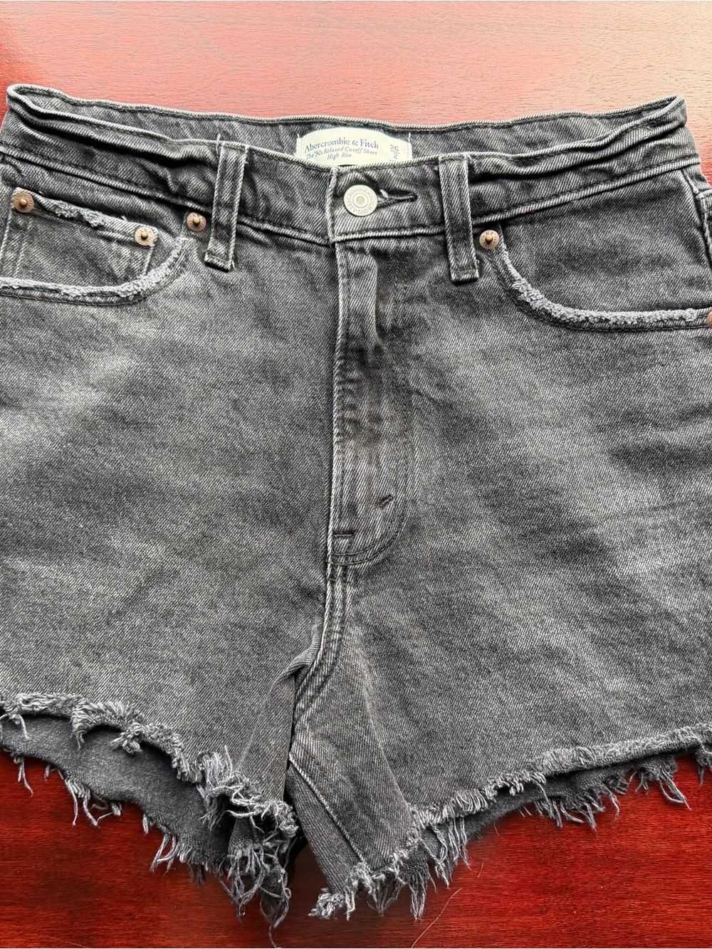 Abercrombie & Fitch Women's Gray Distressed Denim Cutoff Shorts